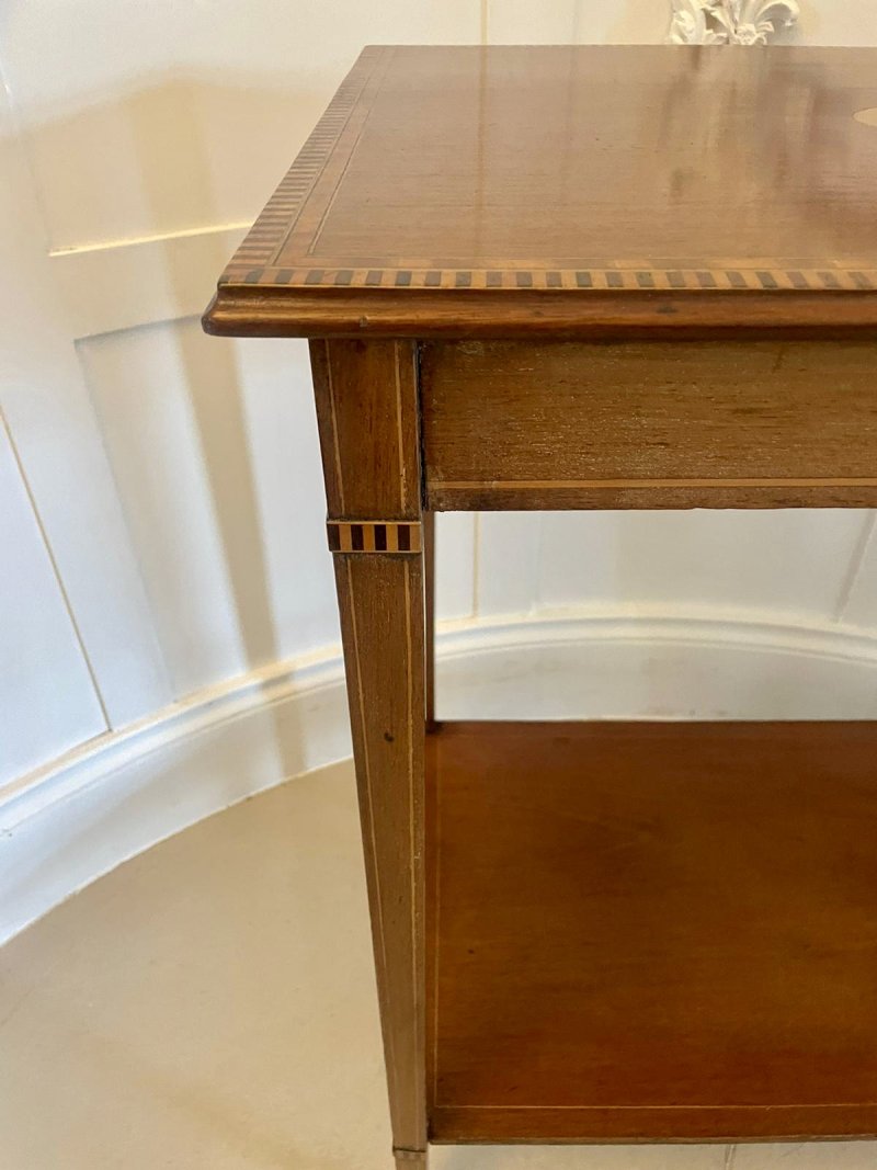 Antique Edwardian Quality Mahogany Inlaid Lamp Table - Image 8